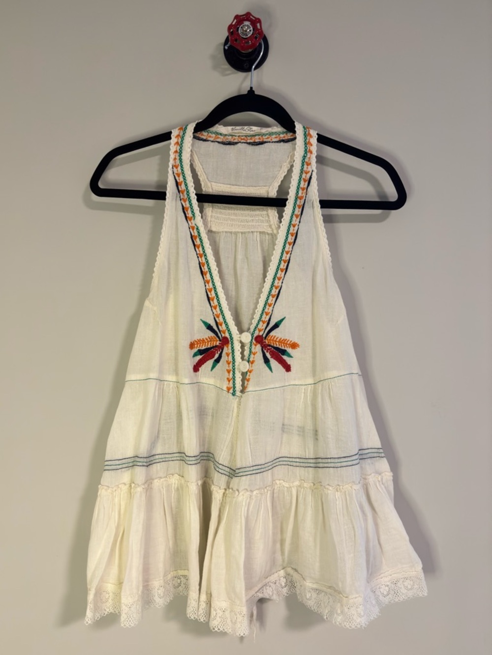 Vanilla Star White Embroidered Boho Halter Top